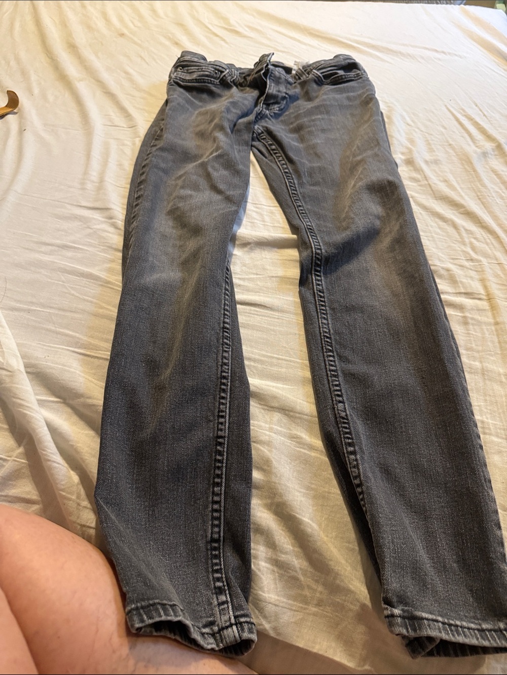 Mens Grey Straight-Leg Jeans